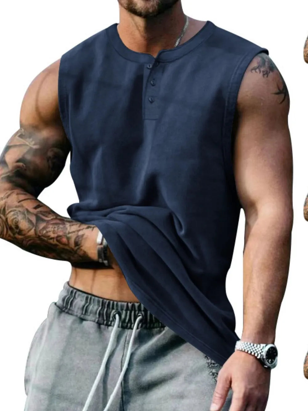 Men's Plus Size Round Neck Tank