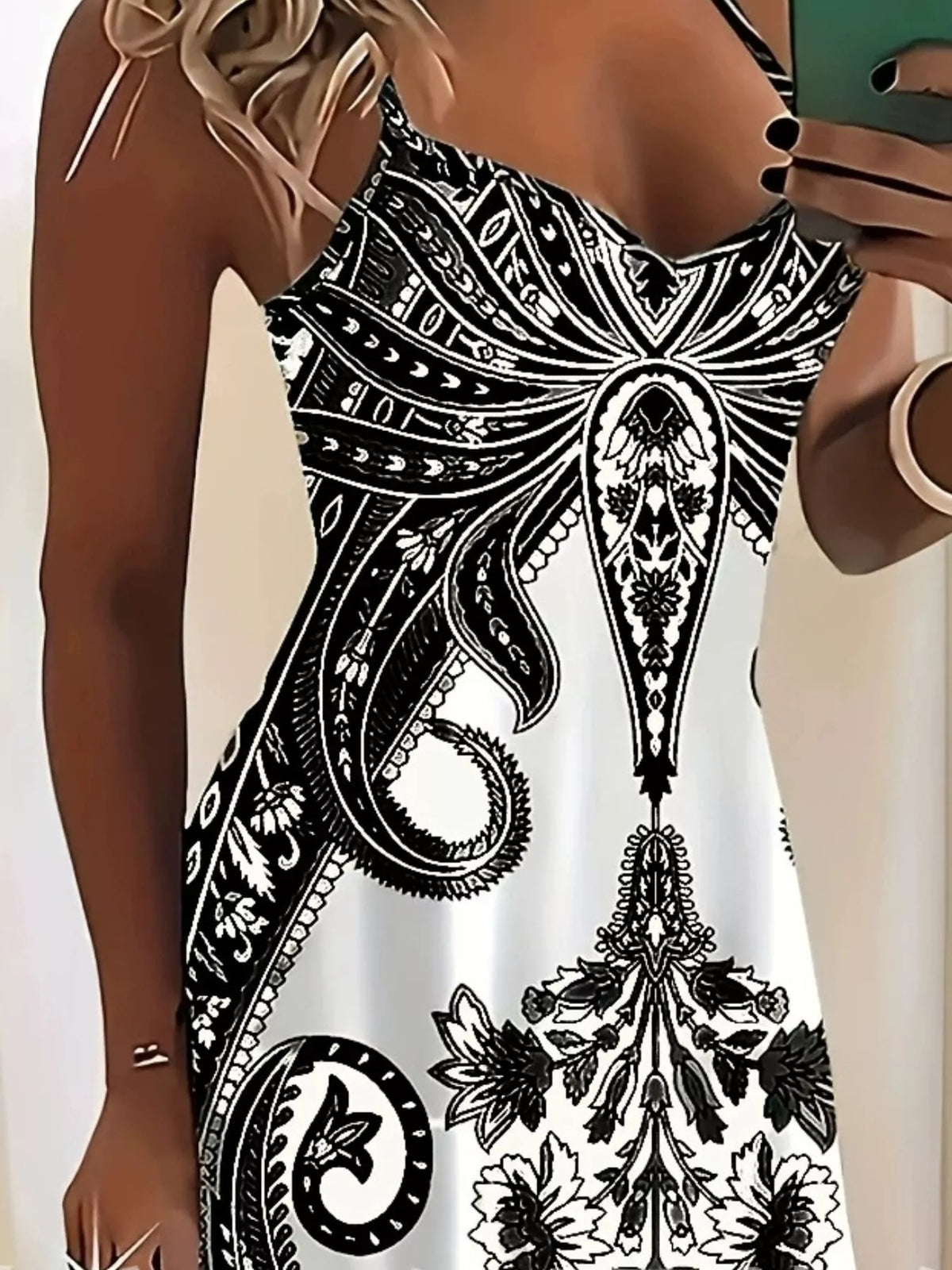 Printed Spaghetti Strap Maxi Dress