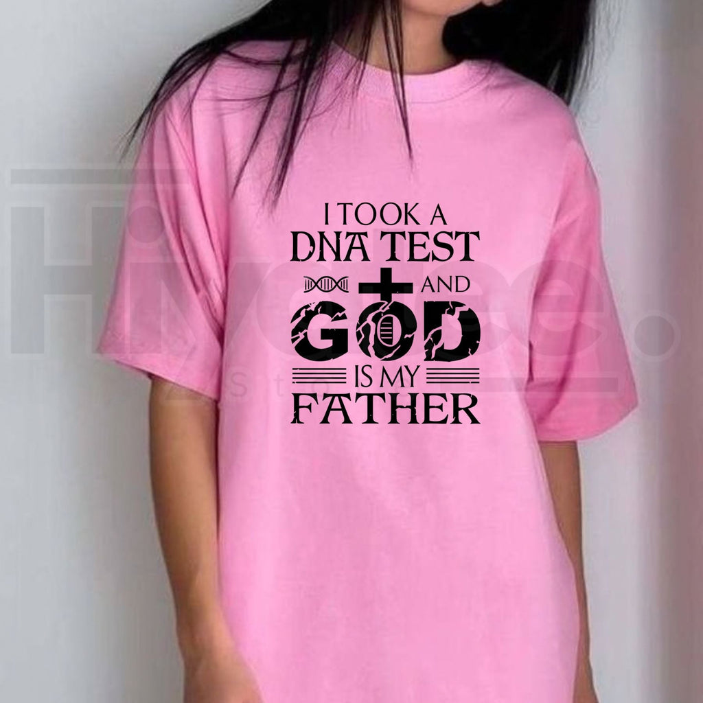 God Is My Father Christian Graphic T-Shirt – Men's Oversized Cross & DNA Humor Tee