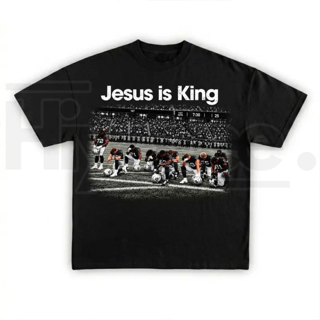 Jesus Is King Football T-Shirt – Retro Praying Team Graphic Tee