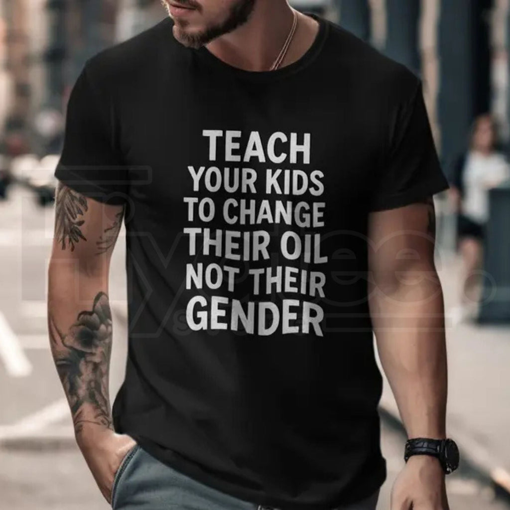 Teach Kids To Change Oil T-Shirt – Funny Automotive Mechanic Tee