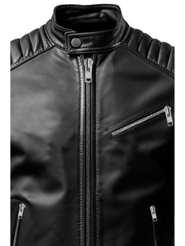 Men's Black Slim Fit Leather Biker Jacket