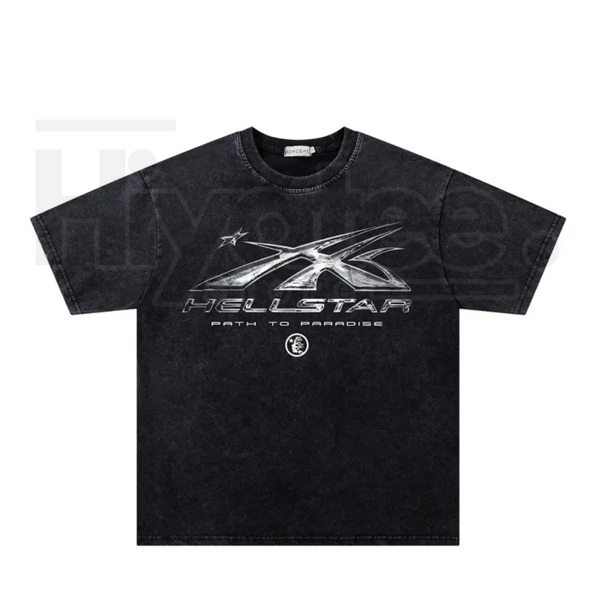 Dark Streetwear Star Flame Washed Graphic Tee – Retro Vintage Tie-Dye Short Sleeve Top