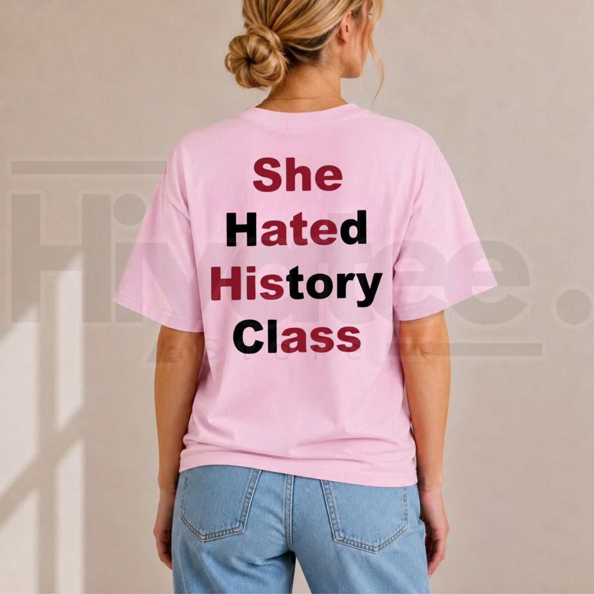 She Hated History Class Hidden Message T-Shirt – Edgy Sarcastic Optical Illusion Tee