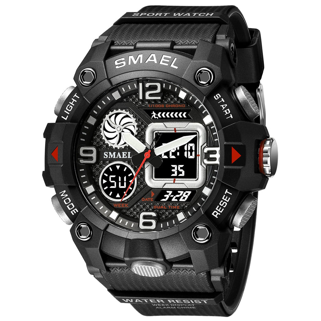 Sport Watch For Men WIth  Dual Time Waterproof 50M Miliatry Watches Chronograph Alarm Army Wristwatch