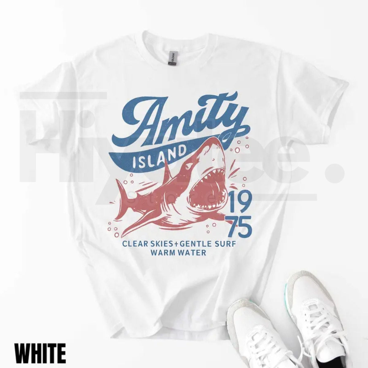 "Amity Island 1975" – Retro Movie Inspired Beach Graphic Top
