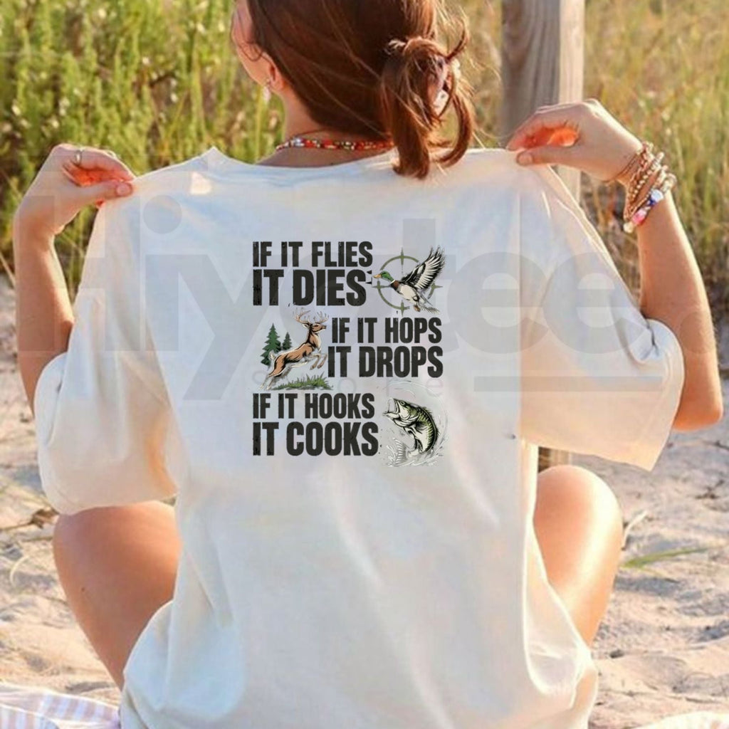 If It Flies It Dies T-Shirt – Funny Hunting Graphic Tee