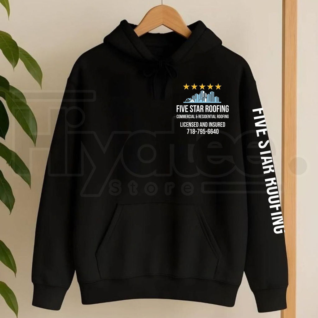 Five Star Roofing Heavyweight Fleece Graphic Hoodie – Durable Unisex Workwear Pullover