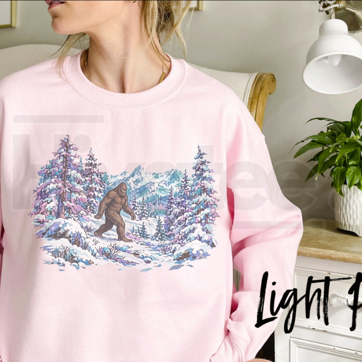 Vintage Sasquatch Snowy Forest Sweatshirt, Retro Bigfoot Mountain Graphic Pullover