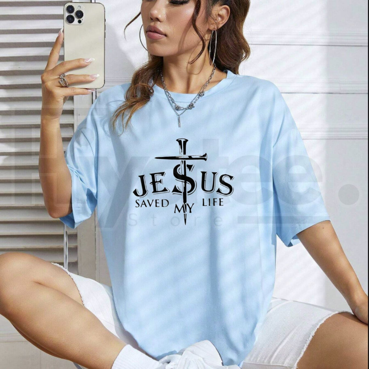 Jesus Saved My Life Christian Cross Long Sleeve T-Shirt – Faith Lover Slim Fit Top