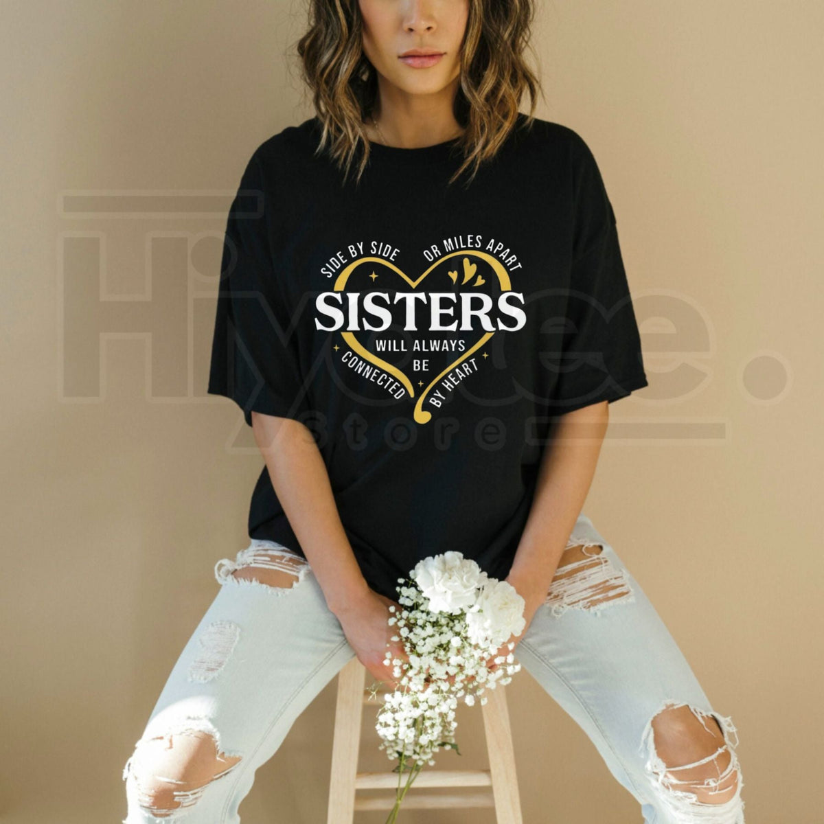"Side By Side Or Miles Apart" – Matching Sisters Vacation Graphic Top