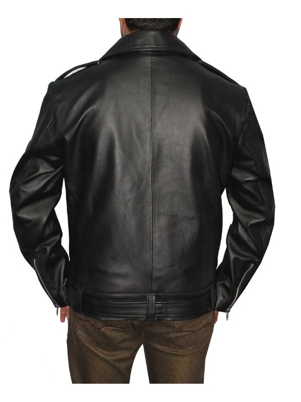 Men's Classic Black Leather Biker Jacket