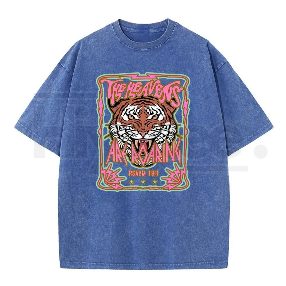 Wayii Fashion "The Heavens" Roaring Tiger Acid Wash Vintage T-Shirt