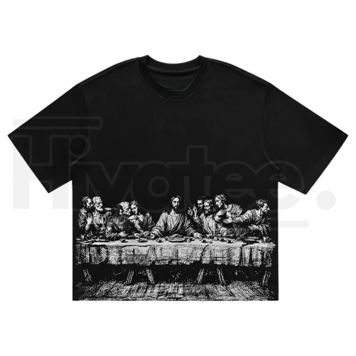 MeJend 12oz Heavyweight Cropped Jesus Print Oversized Streetwear T-Shirt