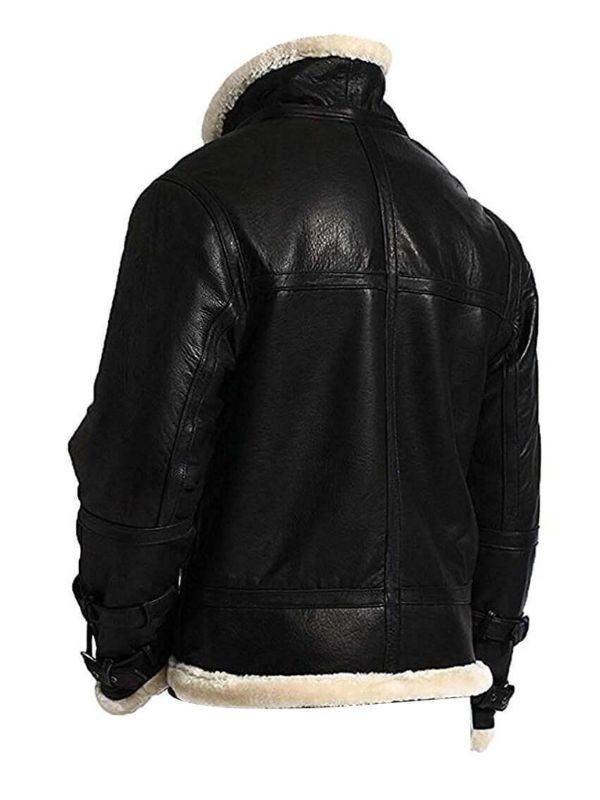 Men's Black Hooded B3 Leather Jacket