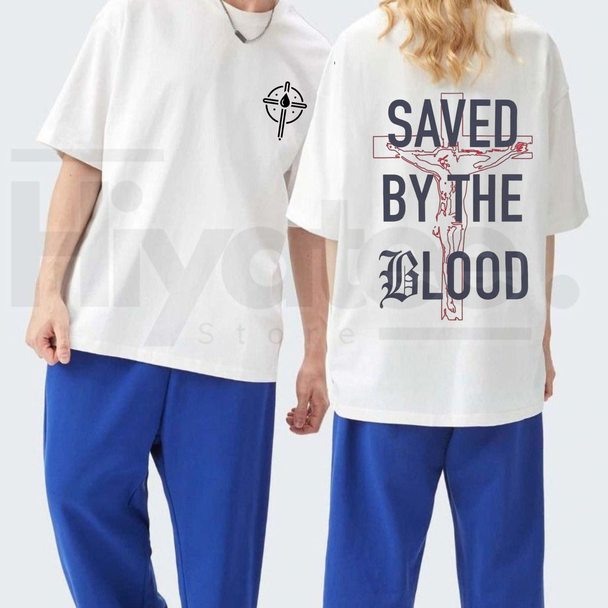 Saved By The Blood Graphic T-Shirt – Men's Breathable Christian Faith Tee