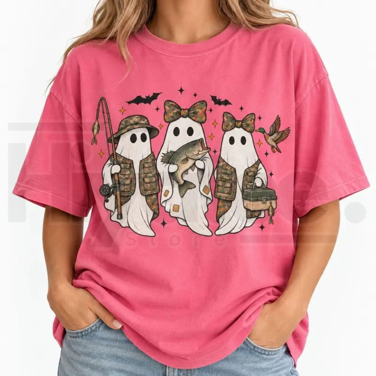 Fishing Season Ghosts Camo Ghost Halloween Comfort Colors Tee