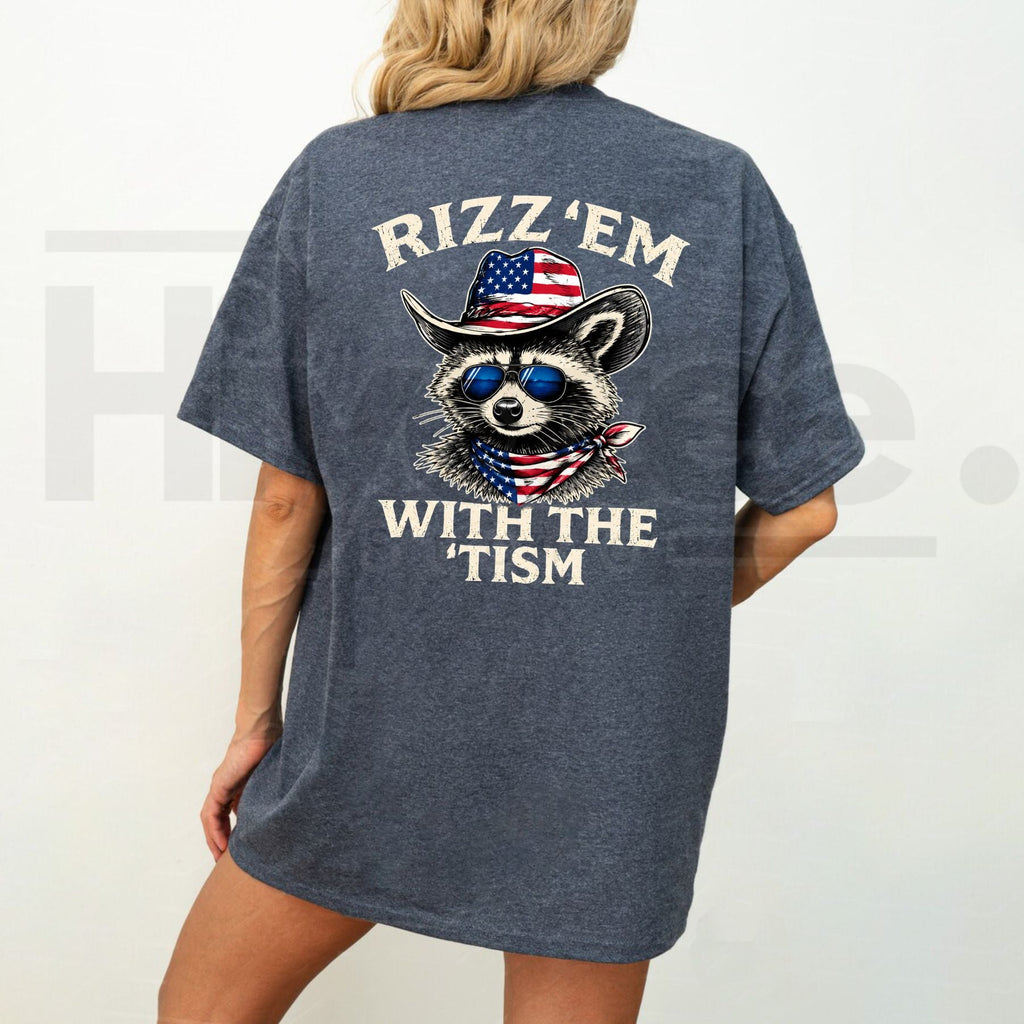 Patriotic Rizz 'Em With The 'Tism T-Shirt – American Flag Neurodivergent Meme Graphic Tee