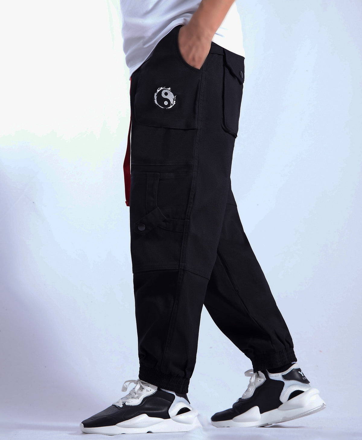 IBP332 Yin Yang Black Cargo Pants