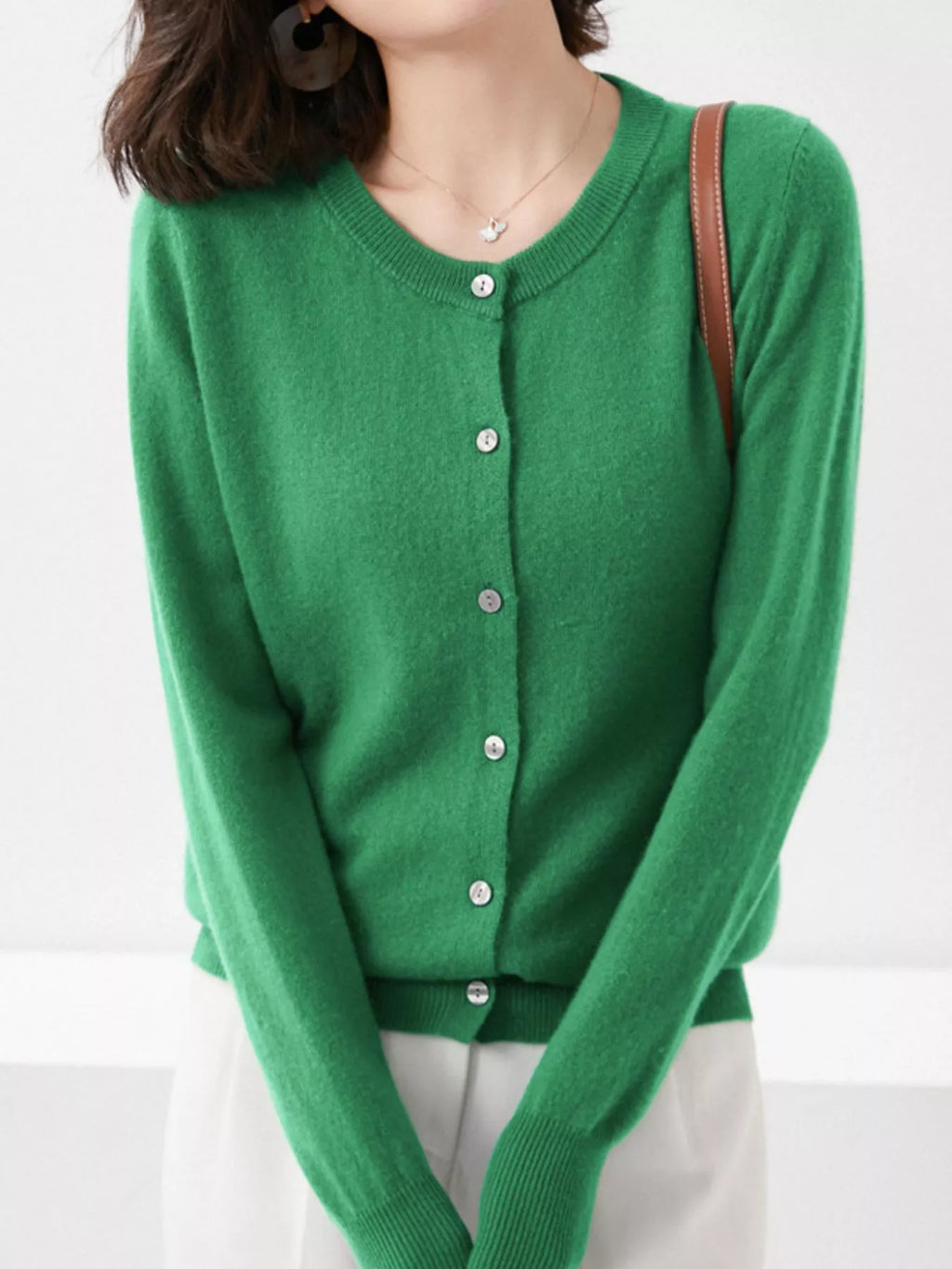 Classic Crew Neck Knit Cardigan