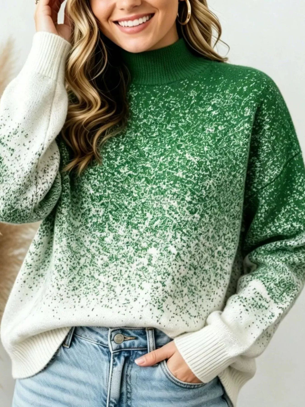 Gradient Turtleneck Long Sleeve Sweater