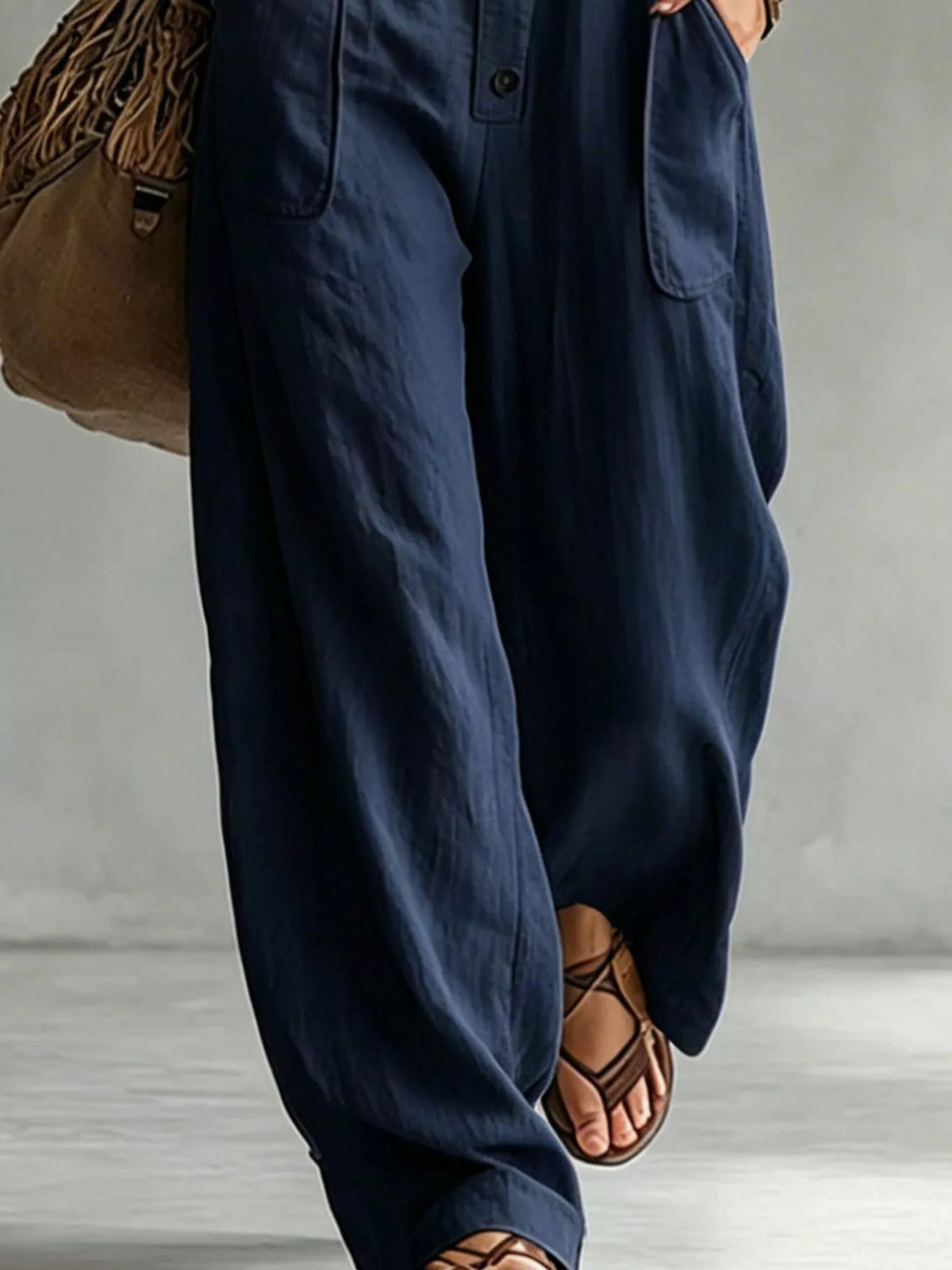 Full Size Long Sleeve Button Front Jumpsuit Plus Size