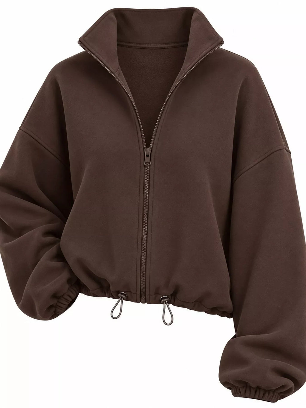 Drawstring Hem Zip Up Jacket
