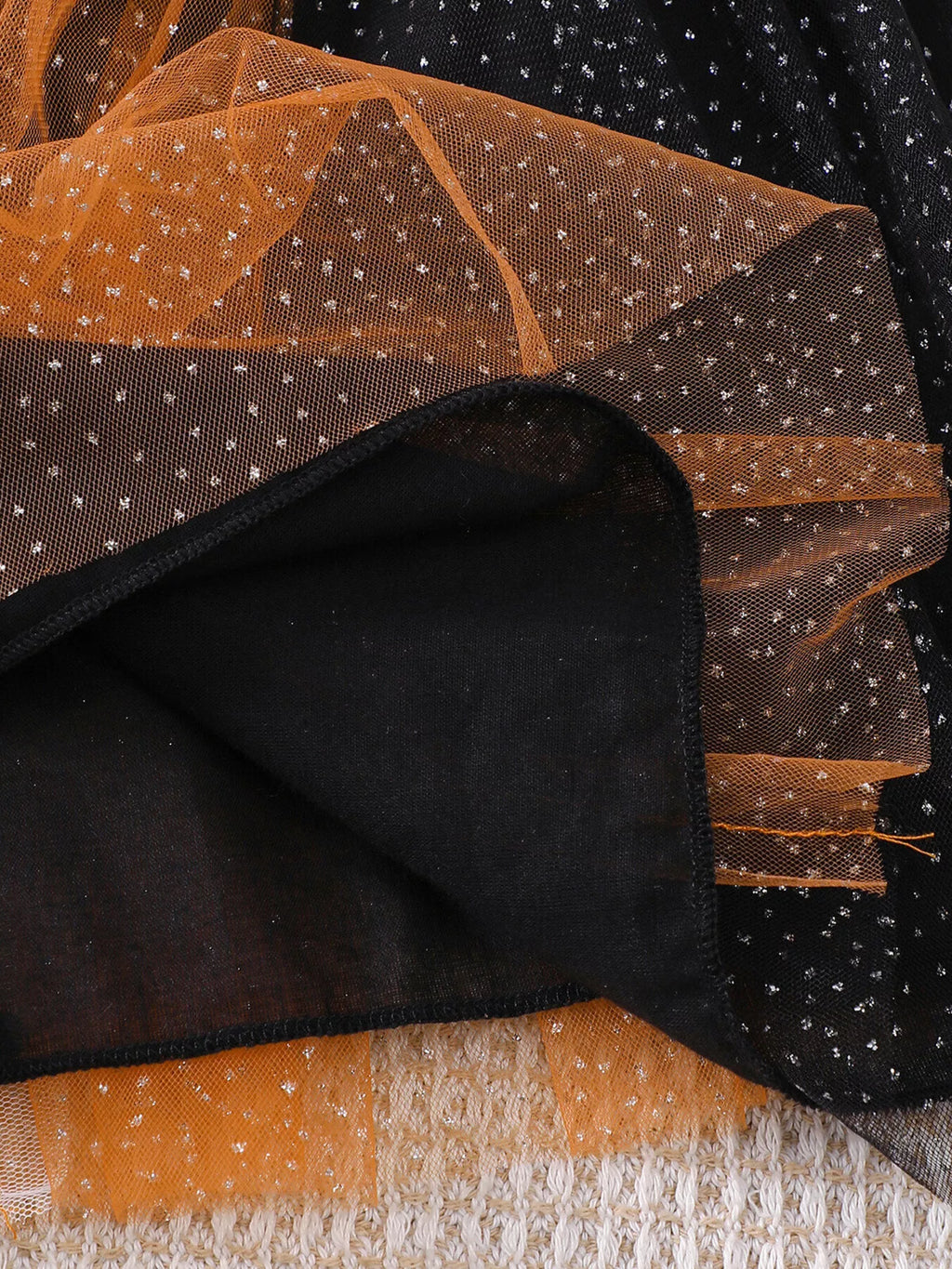 Children's Halloween Pumpkin Hooded Cape and Polka Dot Tulle Dress Set