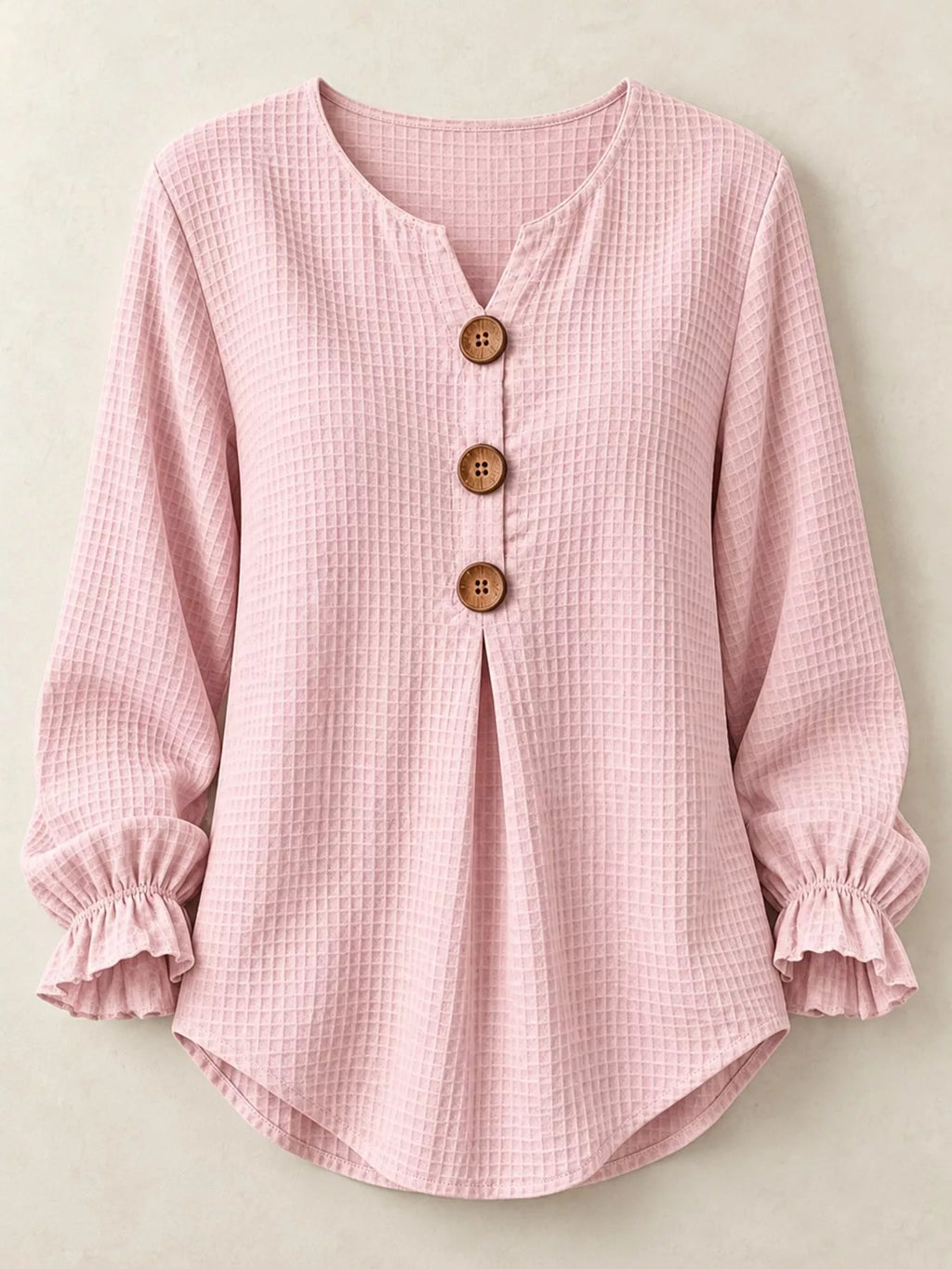Full Size Waffle Knit Flounce Sleeve Blouse Plus Size