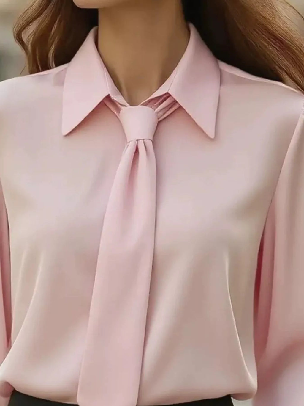 Tie-Neck Long Sleeve Blouse