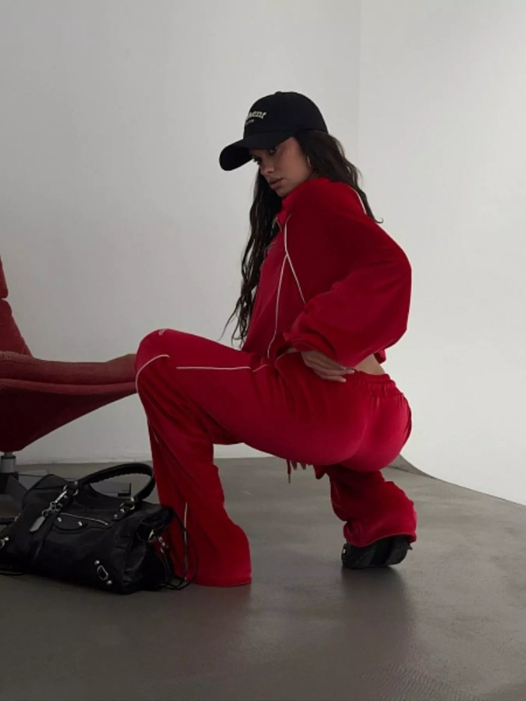 Zip Up Long Sleeve Top and Pants Set