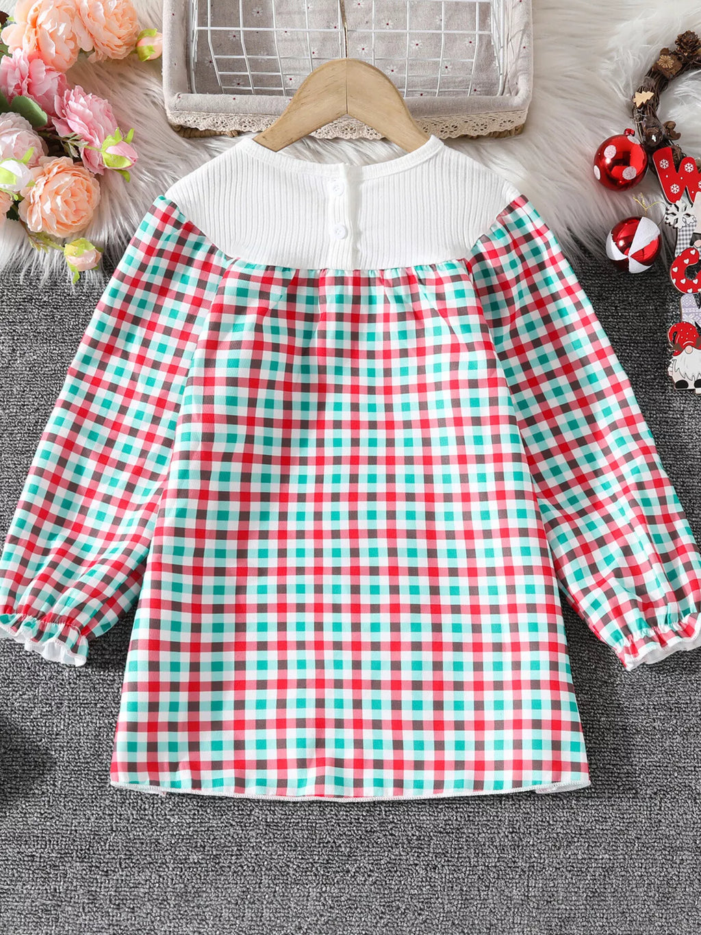 Children's Christmas Tree Plaid Dress