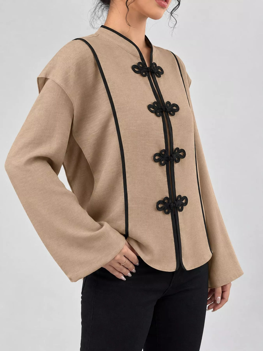 Chinese-Style Mandarin Collar Blouse