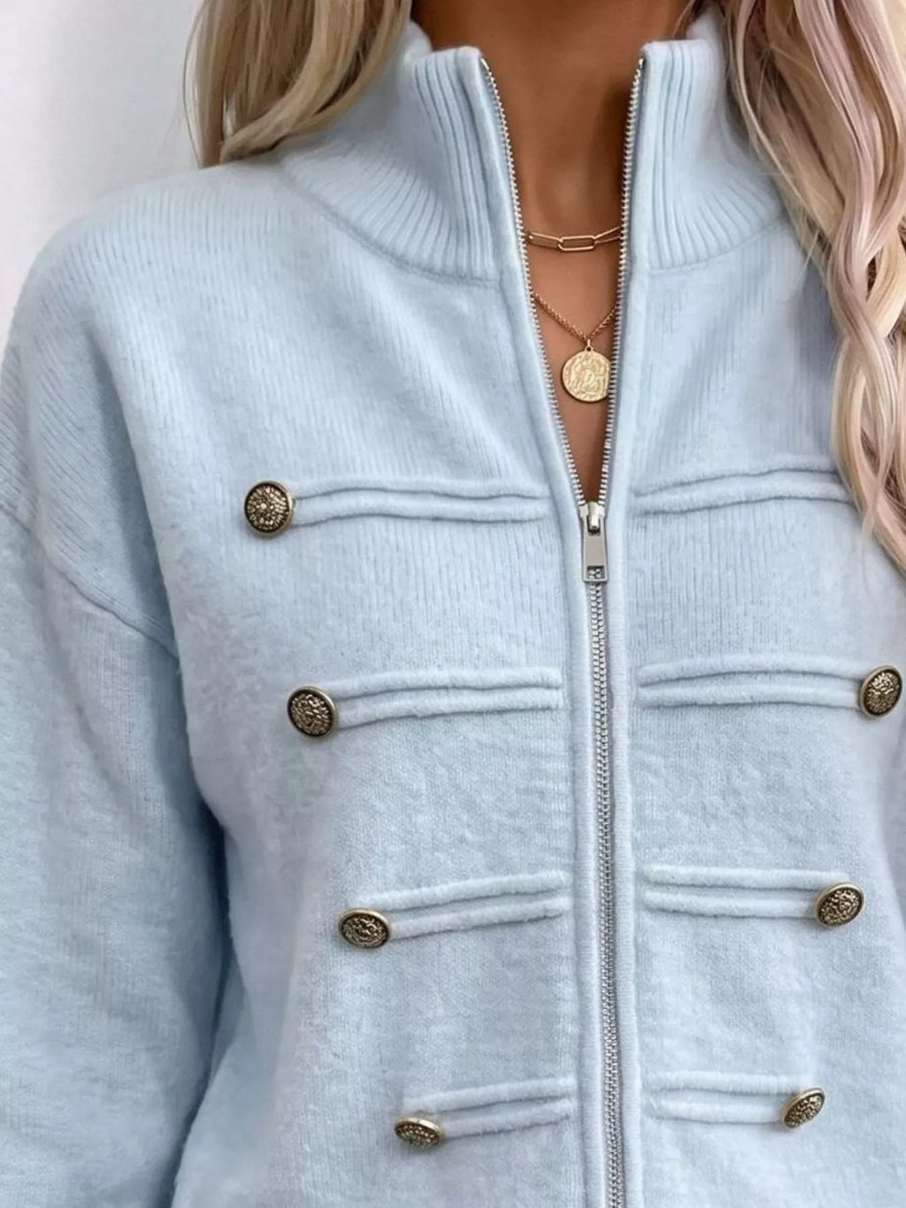 Zip-Up Long Sleeve Cardigan
