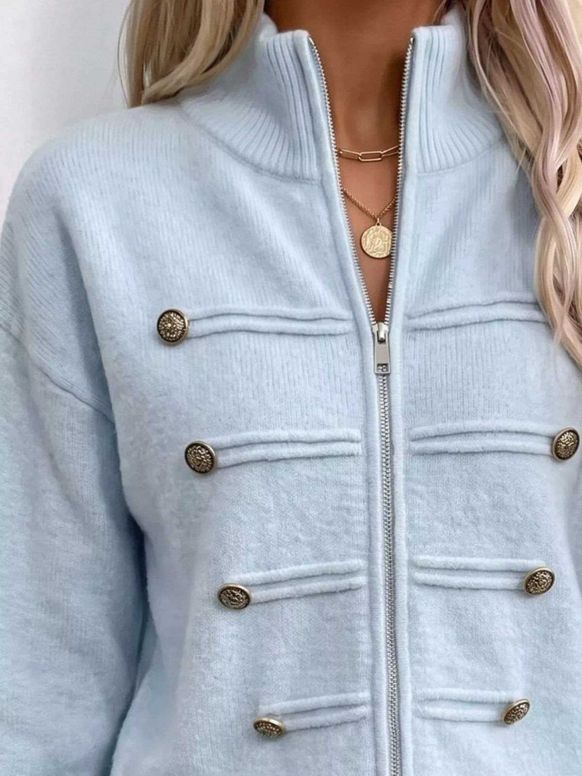 Zip-Up Long Sleeve Cardigan