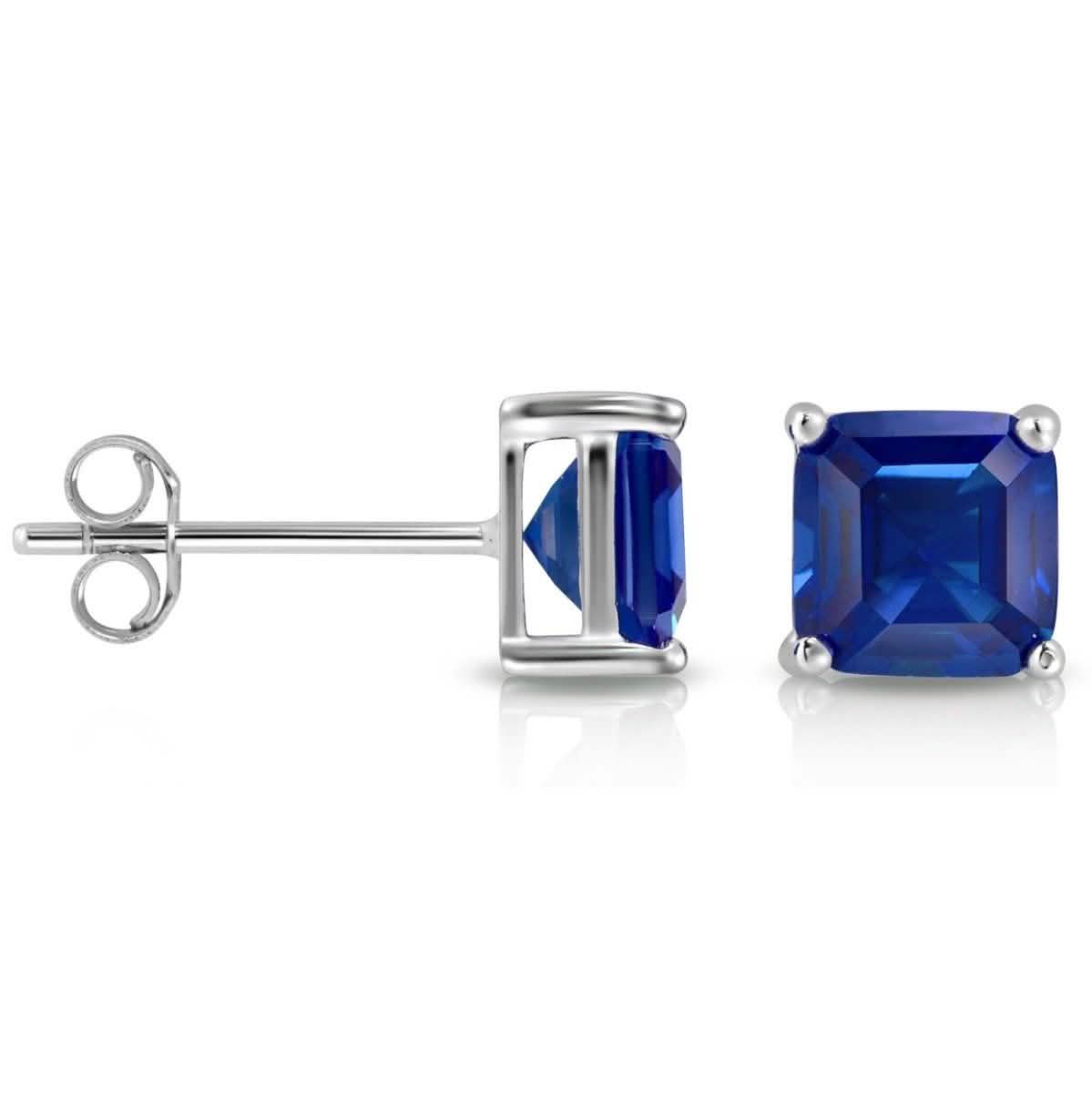 2CTW Created Emerald Asscher Cut Stud Earrings by MUIBLU Gems