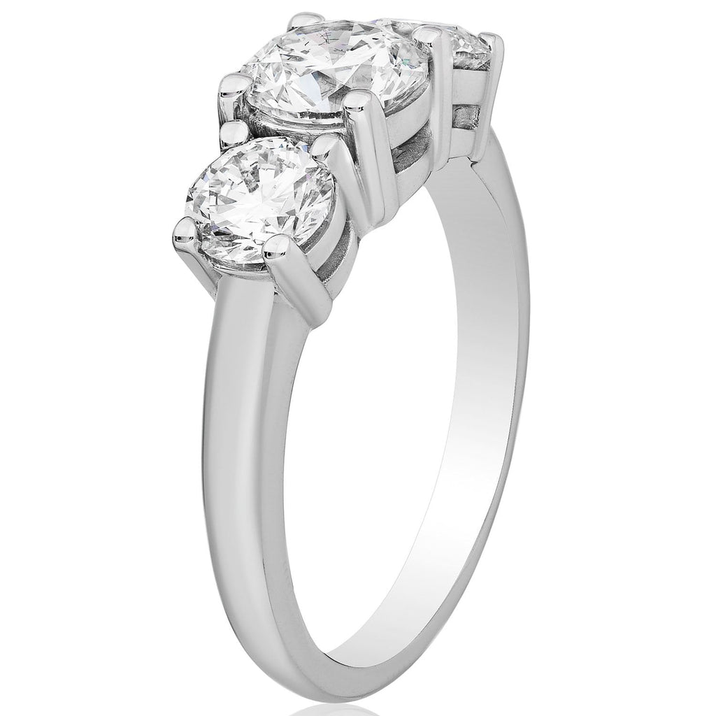 2 CTW AGI Certified Lab Grown Diamond (G-VS) Three Stone Engagement Ring in Choice of 14K Yellow or 14k White Gold