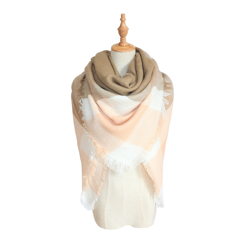 Plaid-print Versatile Neck Scarf Shawl