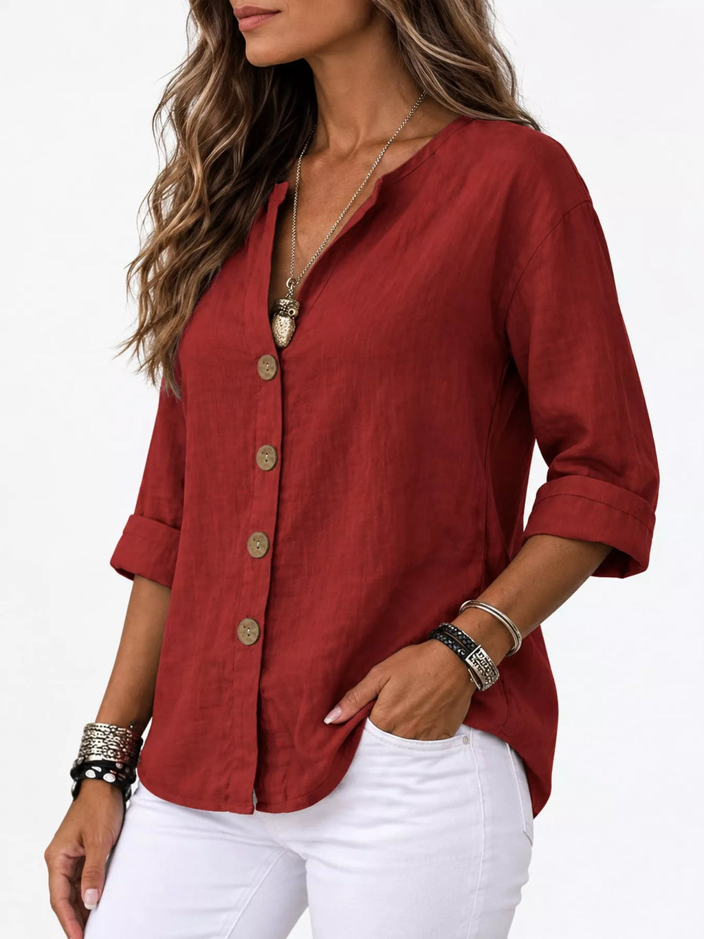 Notched Button Down Shirt