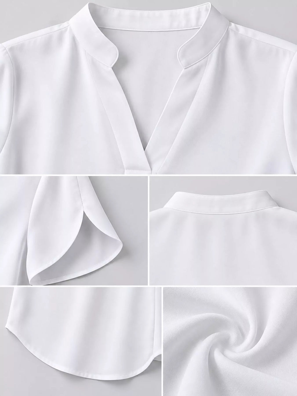 Notched Slit Short Sleeve Blouse