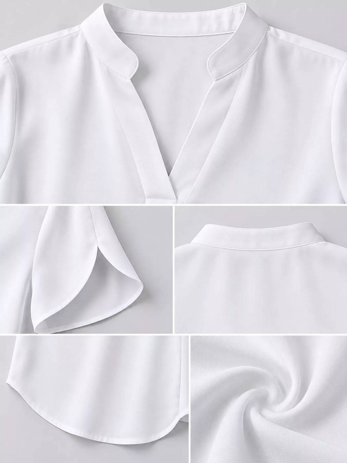 Notched Slit Short Sleeve Blouse