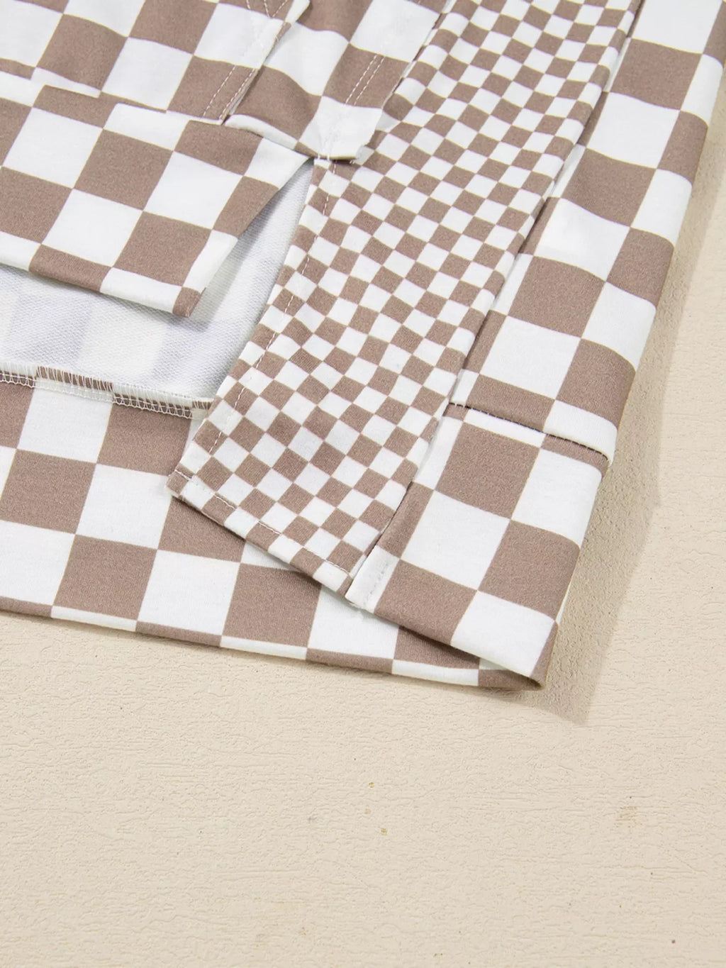 Checkered Oversized Drawstring Hoodie
