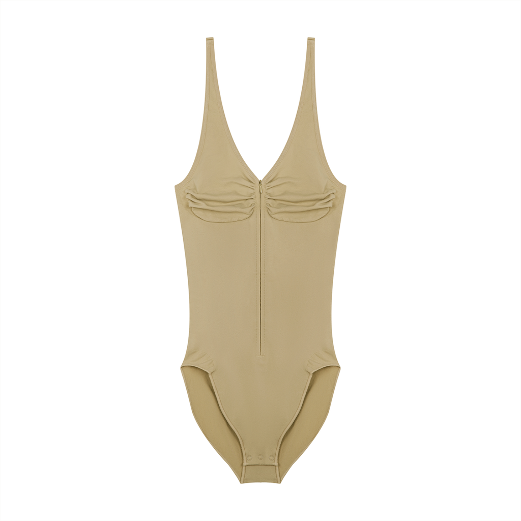 Loki & Ivy Women’s Full-Zip Ruched Bodysuit