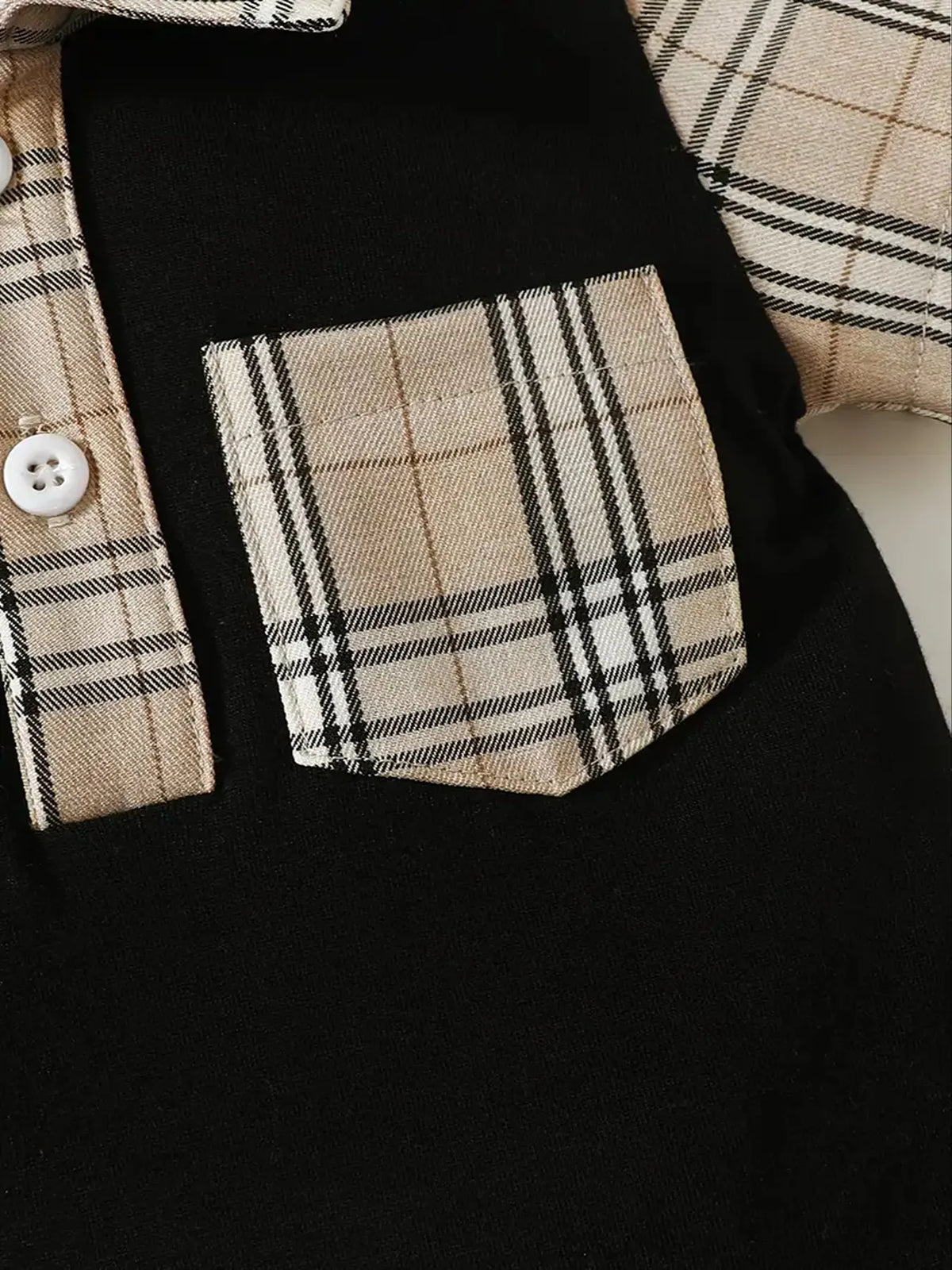 Children's Hat and Plaid Short Sleeve One-Piece Romper