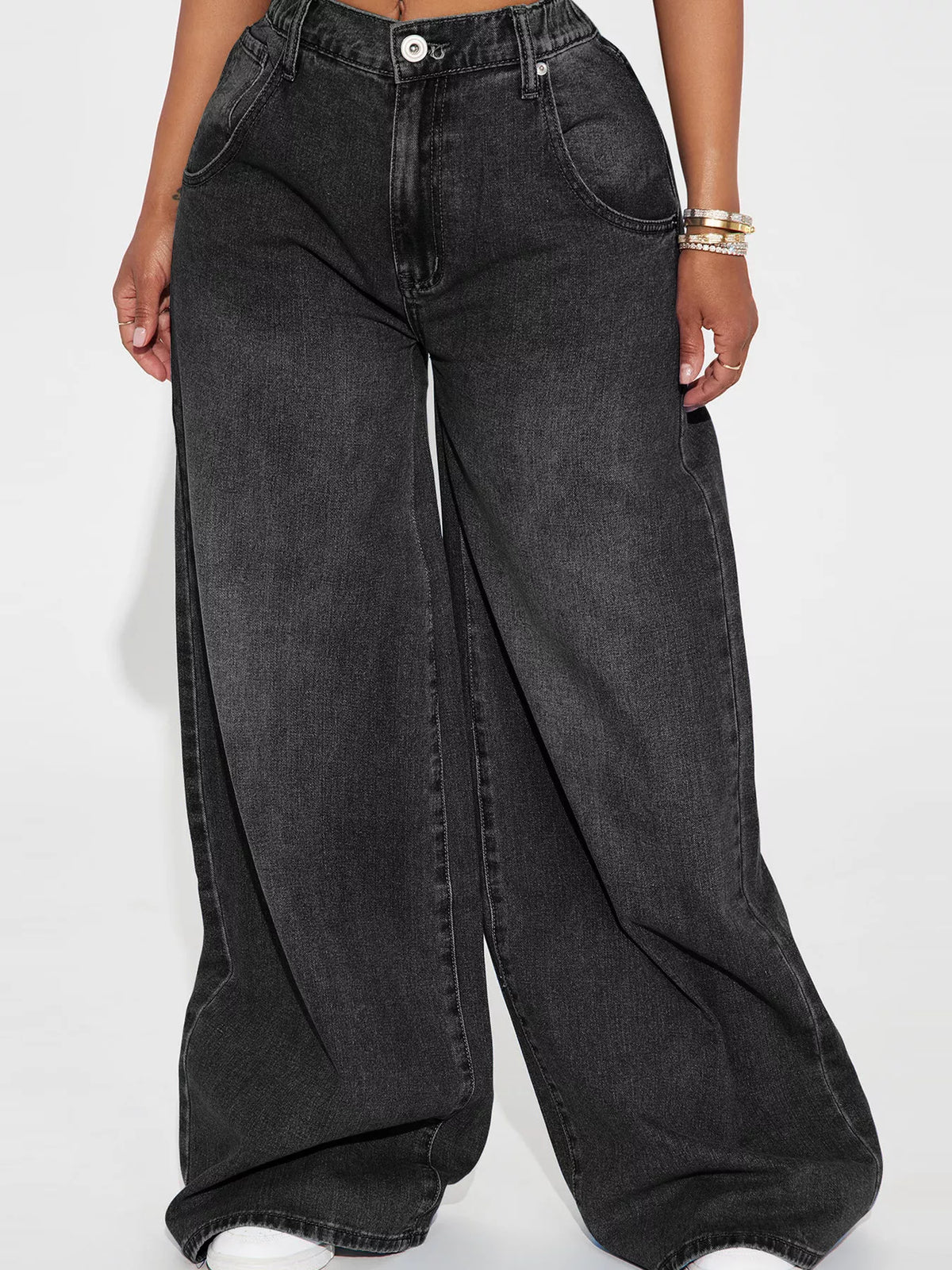 Full Size High-Waisted Wide-Leg Jeans Plus Size