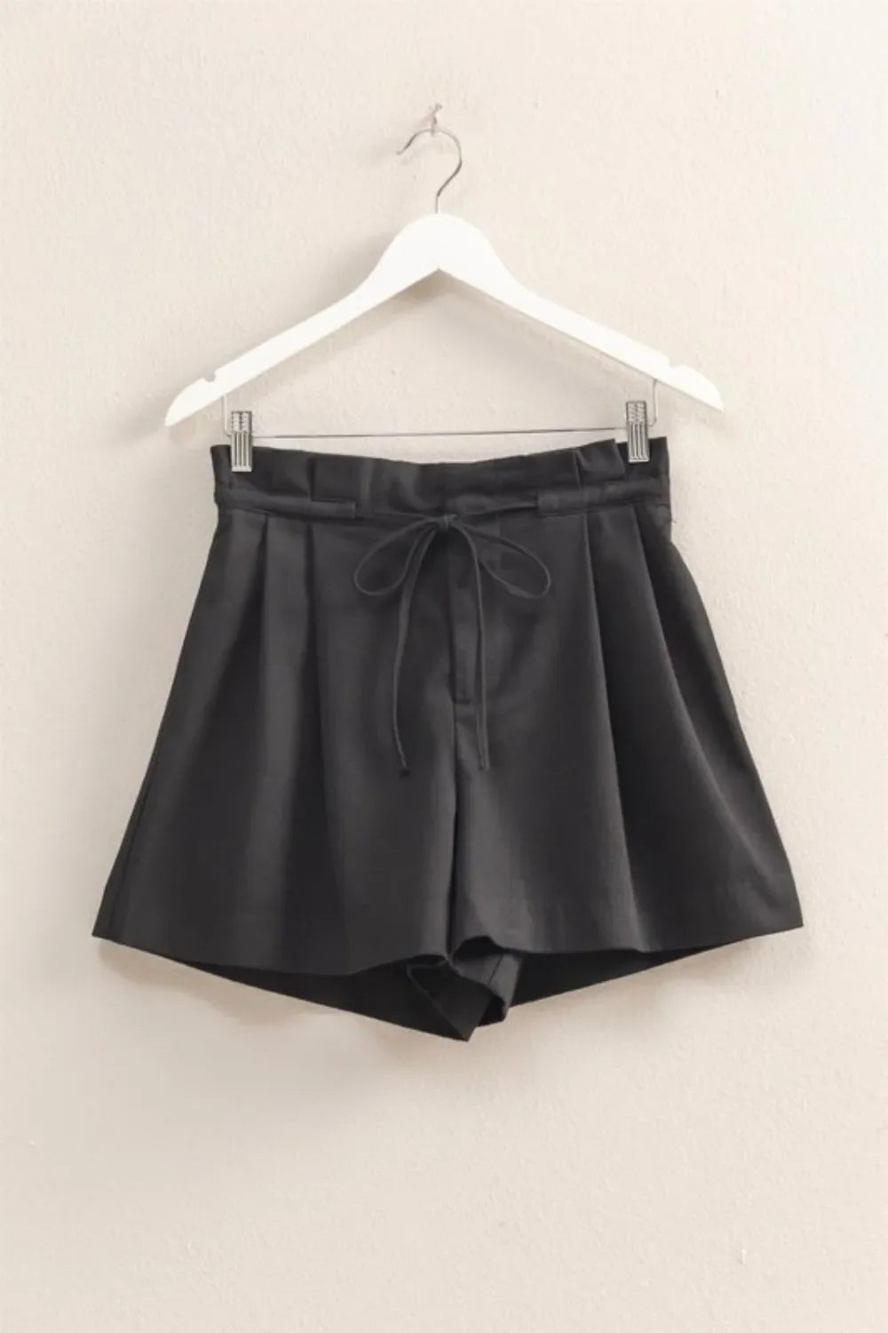 High-Waisted Washed Twill Paperbag Shorts