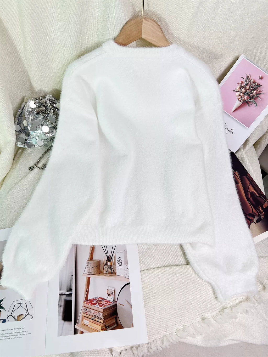 Fuzzy Knit Button Down Cardigan