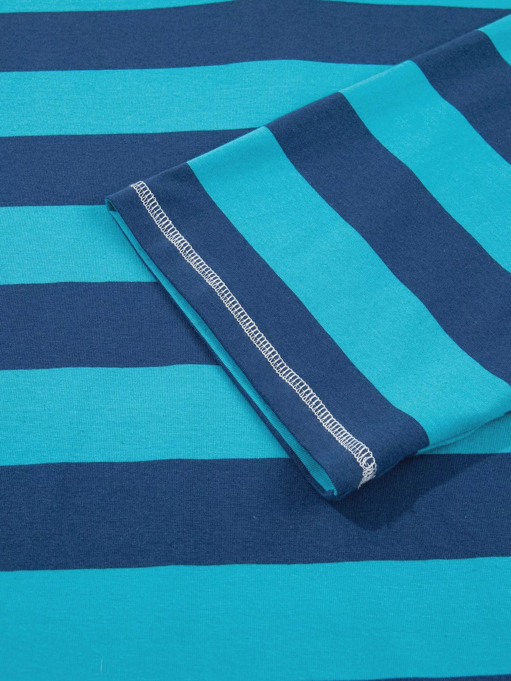 Stripe Contrast Polo Collar Bracelet Sleeve Loose Top