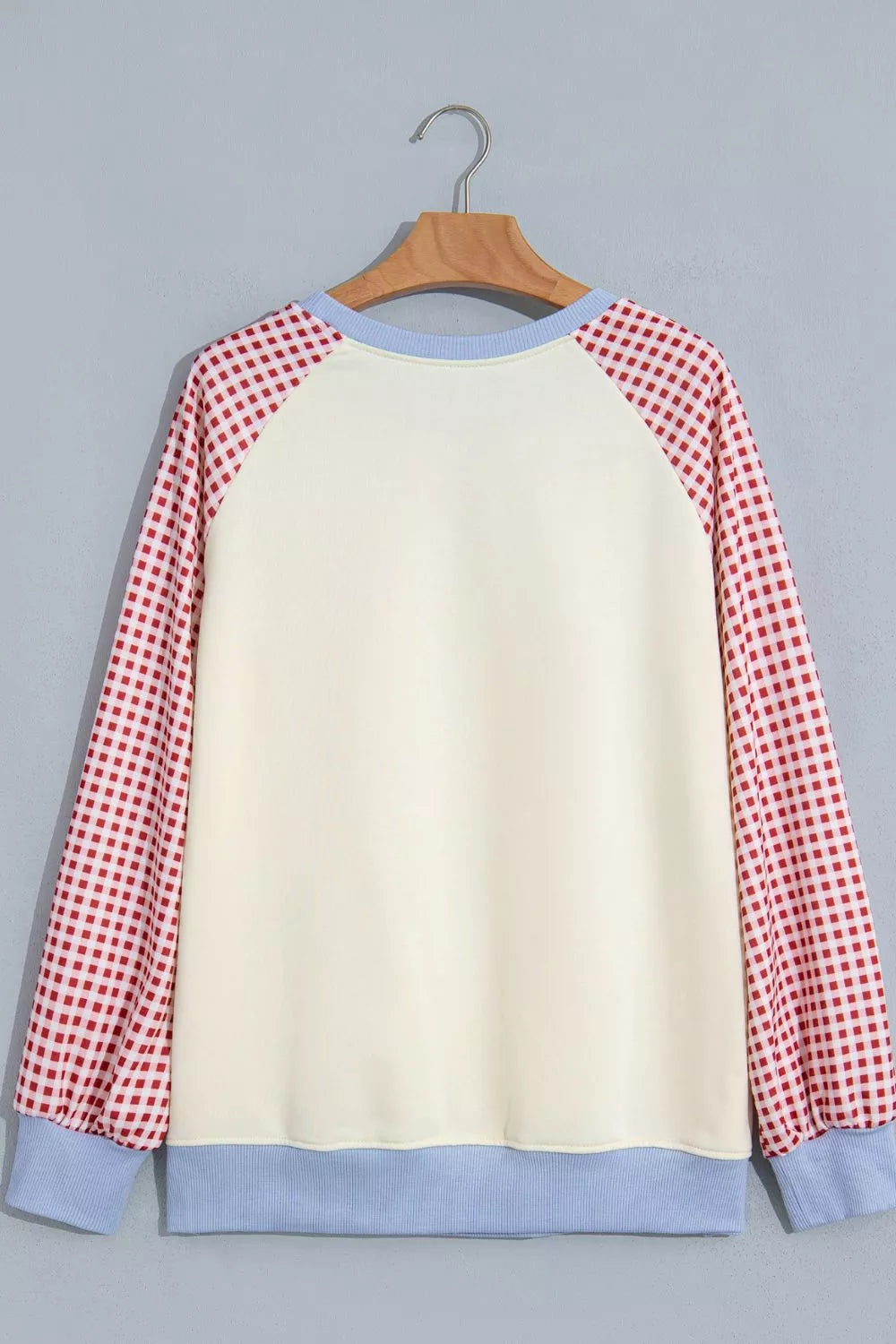 Sequin Santa Plaid Sleeve Pullover Graphic Sweatshirt