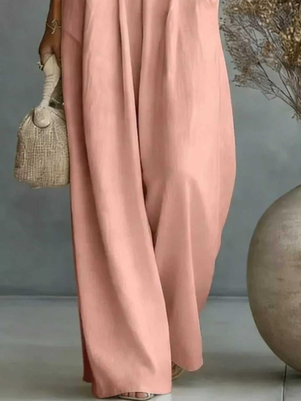 Full Size Half Sleeve Wide-Leg Jumpsuit Plus Size
